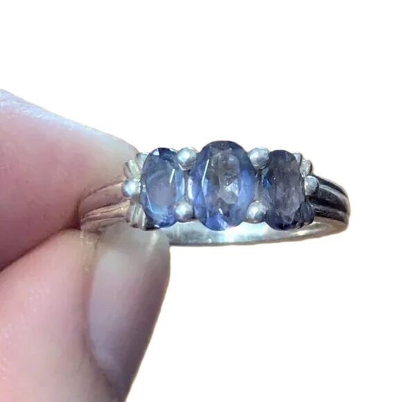 Vintage Silver Amethyst 3 Prong Ring Boho Ornate Victorian Dainty 925 Estate - Picture 1 of 12